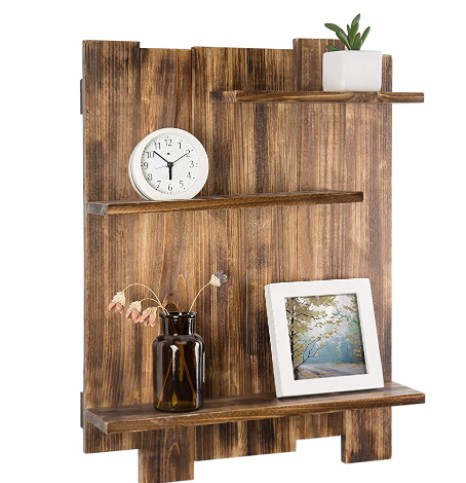 pallet shelf ideas: Pallet-Style Staggered 3-Tier Display Shelf