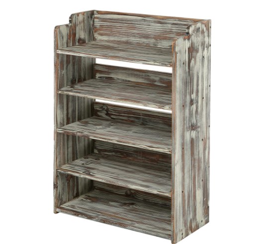 pallet shelf ideas: 5 Tier Rustic Torched Wood Entryway Shoe Rack