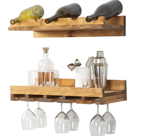 pallet shelf ideas: Two-Tiered Solid Wood Wine Rack